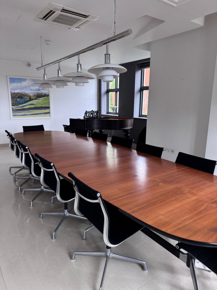 Large charles eames boardroom table and 12 herman miller ea106 chairs 2 iij